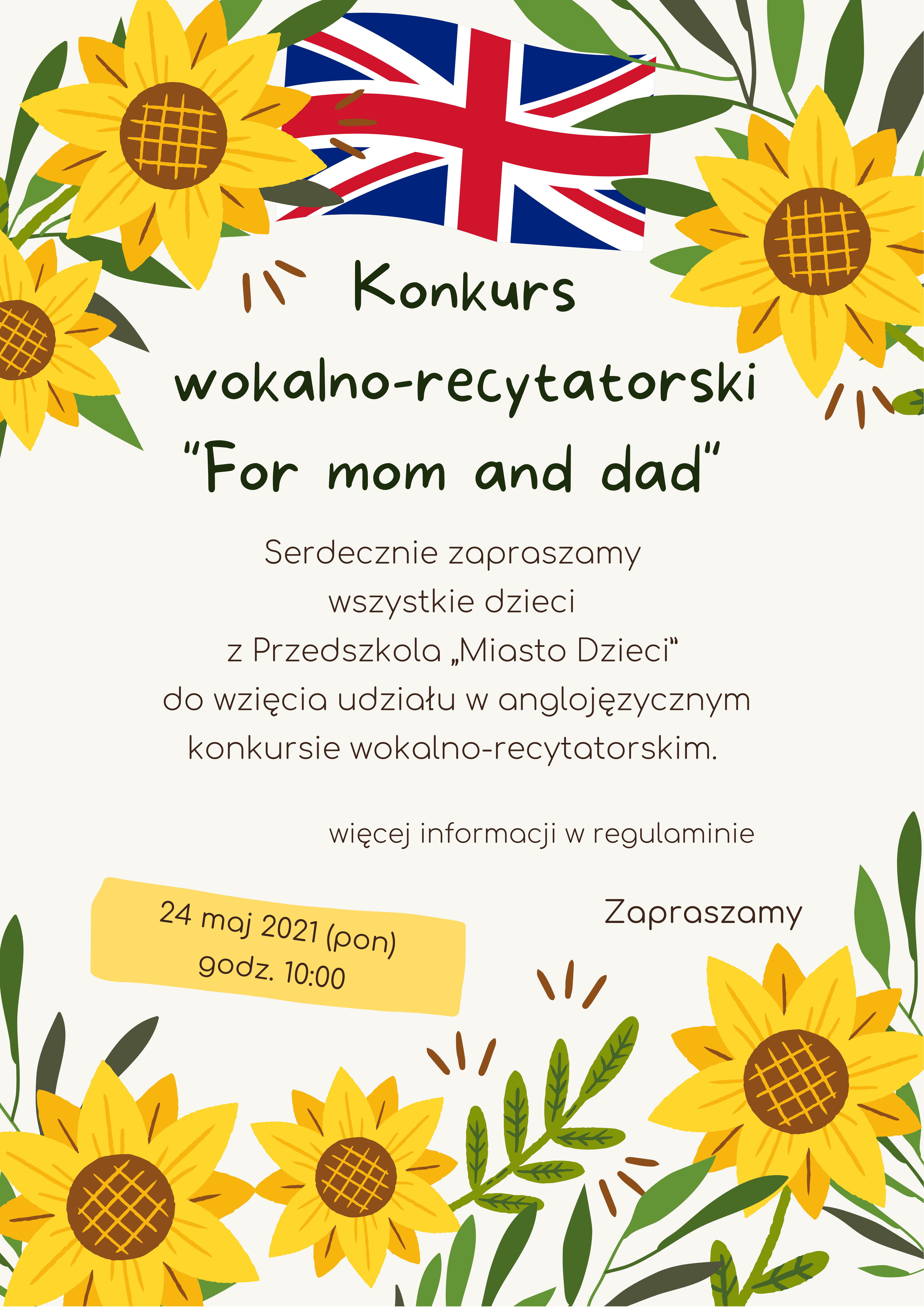 Plakat konkursu for mom and dad